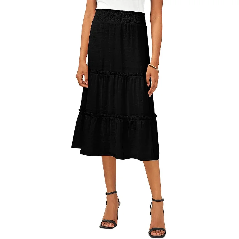 Vince Camuto Womens Smocked Long A-Line Skirt velvet skirt sumptuous