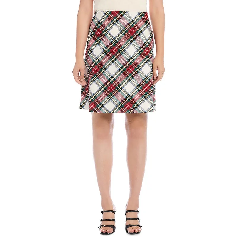 Karen Kane Womens Above Knee Plaid Pencil Skirt linen skirt natural