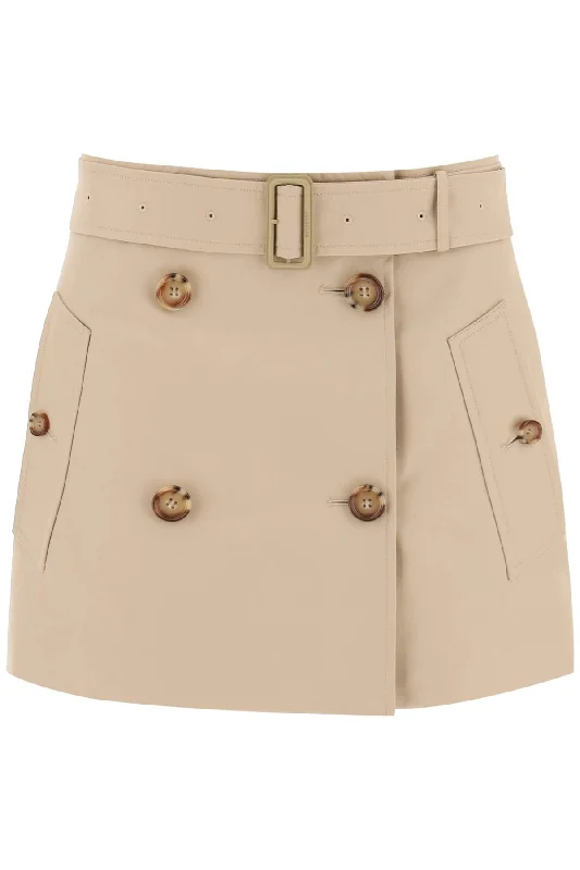 Burberry gabardine mini trench skirt 8071196 SOFT FAWN chiffon skirt flowing