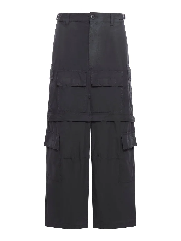 WOMEN`S MAXI CARGO SKIRT IN BLACK ribbed skirt waist