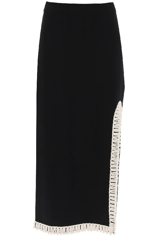 By malene birger gabie maxi skirt with crochet trims Q72083002 BLACK velvet skirt plush