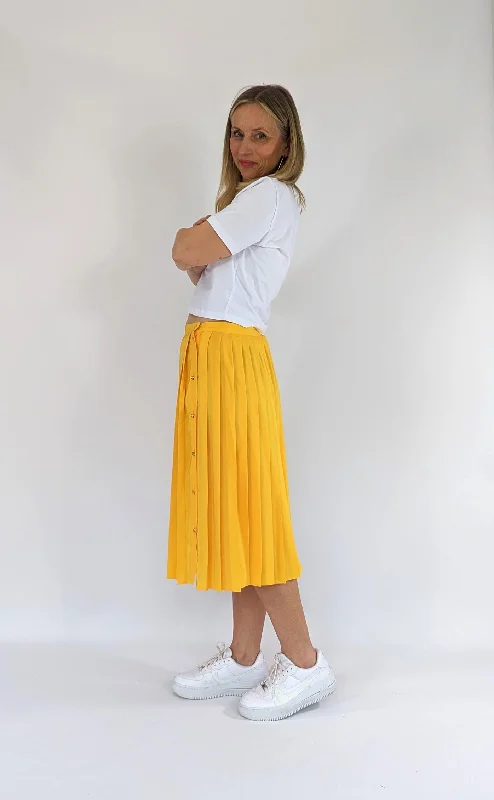 Vintage St Michael Pleated Yellow Summer Skirt corduroy skirt textured