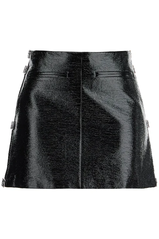 vinyl mini skirt with buckles 324CJU187VY0015 BLACK patchwork skirt art