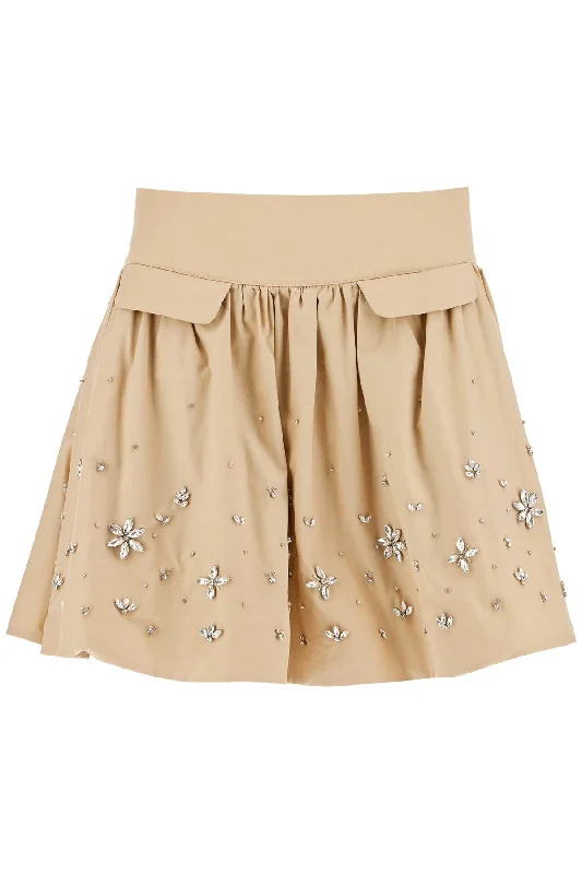 "poplin mini skirt with crystal PF24 036SK BG BEIGE denim skirt casual