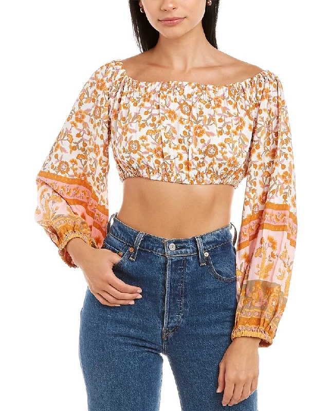 Traffic People Sofia Crop Top Beaded Sequined Faux Fur