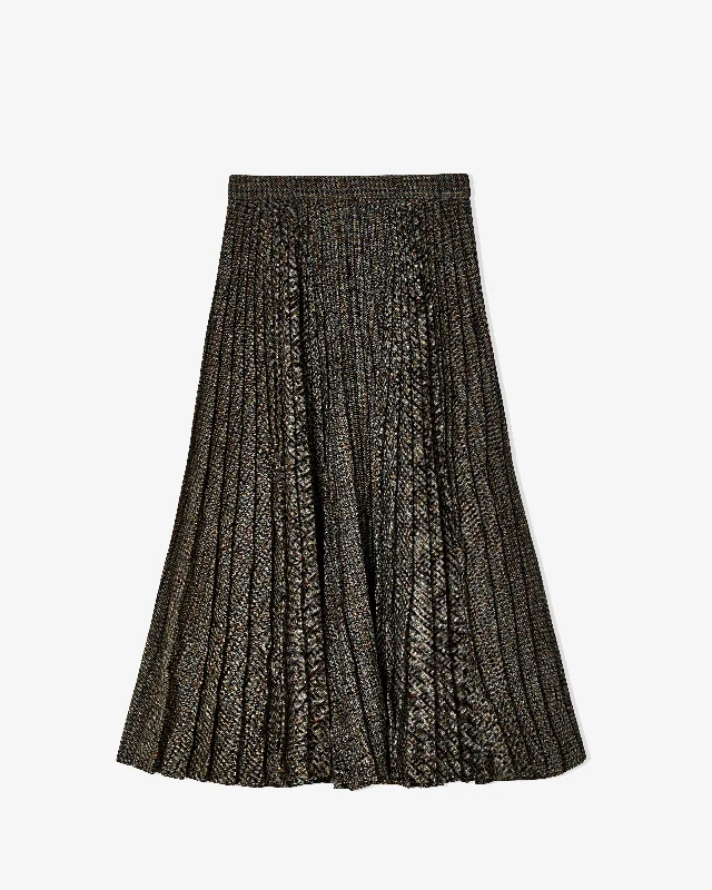 Balenciaga - Women's Pleated Skirt - (Khaki/Navy) flowy skirt hem