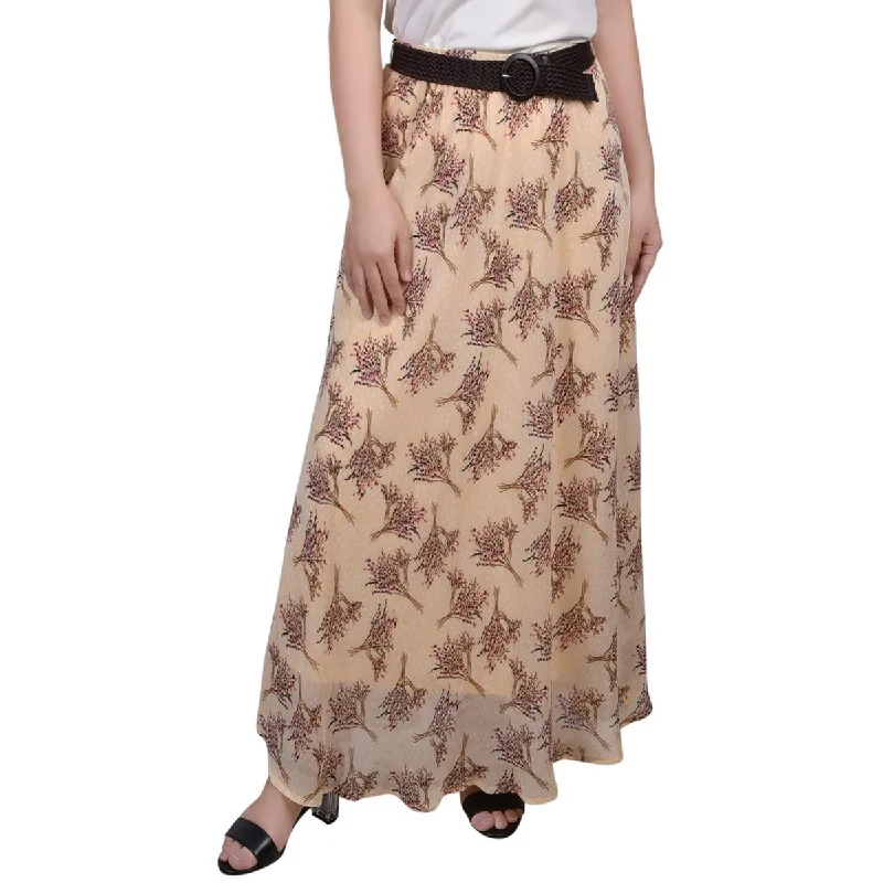 NY Collection Womens Petites Printed Lined Maxi Skirt a-line skirt cut