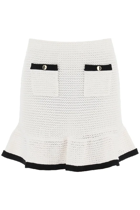 crochet mini skirt in SS24 217SK C WHITE lace skirt intricate