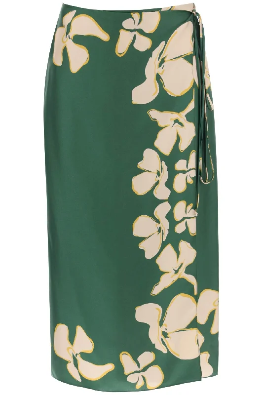 Raquel diniz "floral silk wrap skirt wendy" BL00005 NS00017 GREEN FLORAL PANNEL linen skirt natural