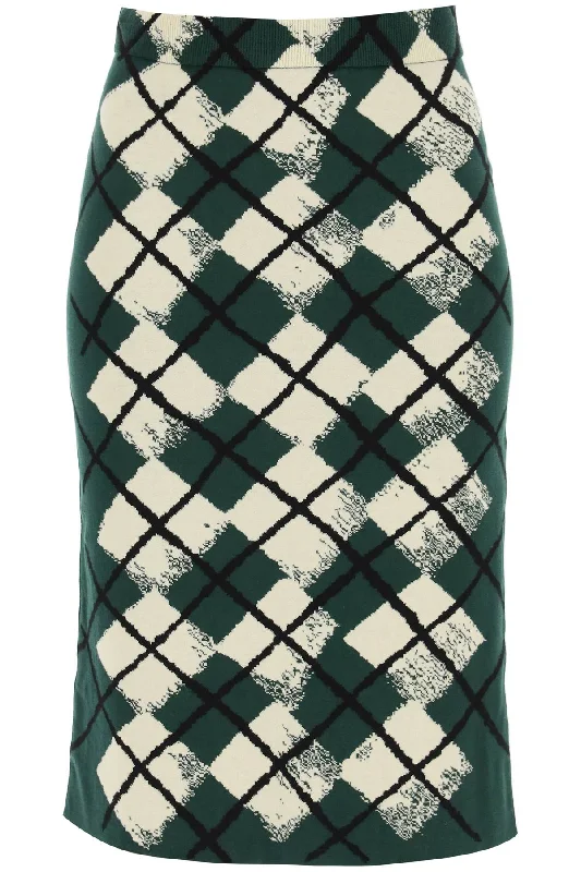 Burberry "knitted diamond pattern midi skirt 8081136 IVY slim fit skirt