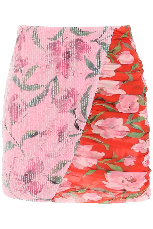 Rotate floral print and sequin mini skirt 1122402945 WILDEVE PRISM PINK COMB cotton skirt soft