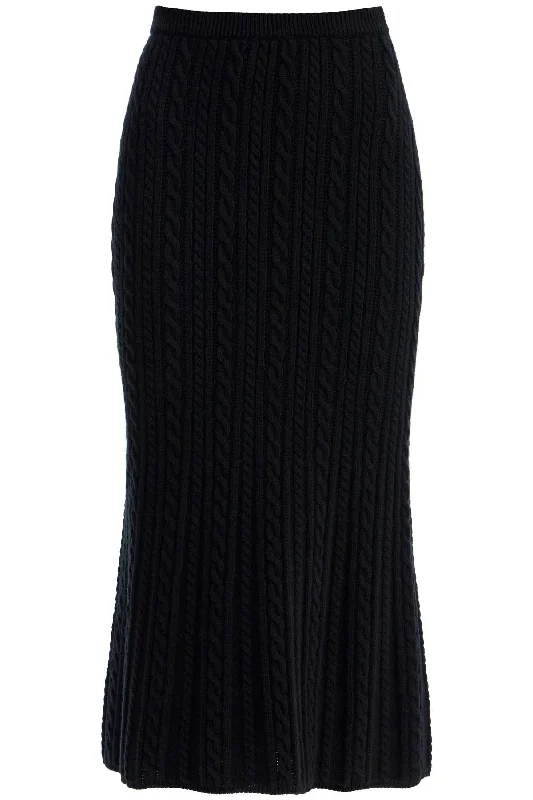 "knitted midi skirt with cable knit FABX3870 K4392 BLACK corduroy skirt durable