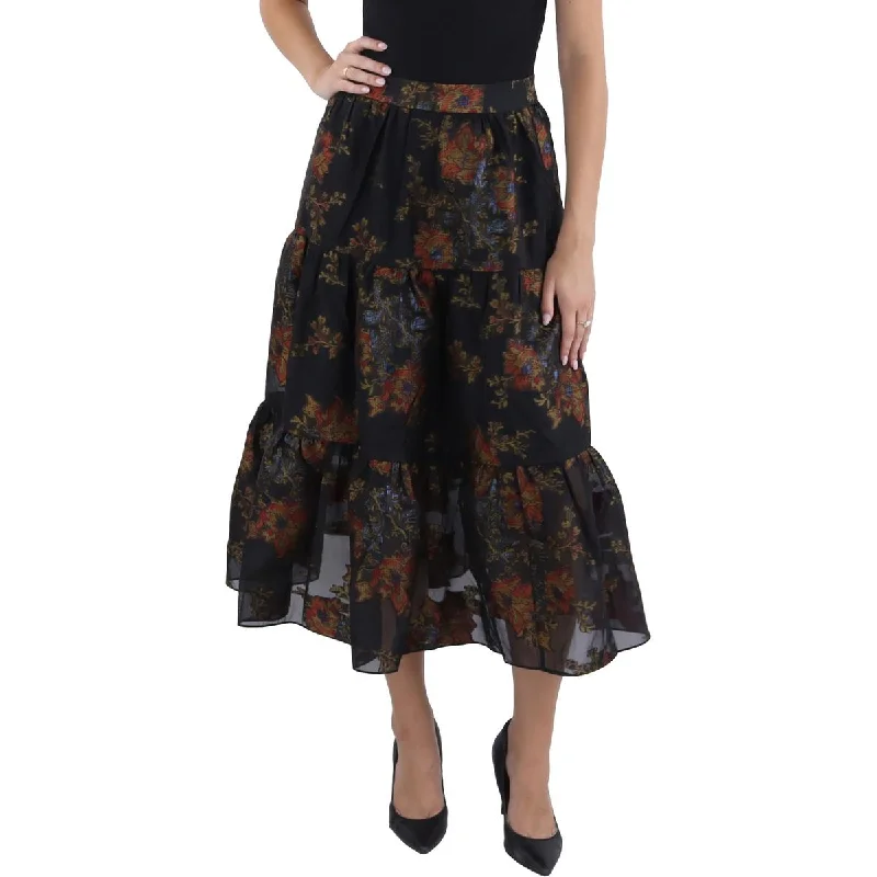 Ted Baker Womens Floral Print Tiered Midi Skirt tulle skirt dreamy