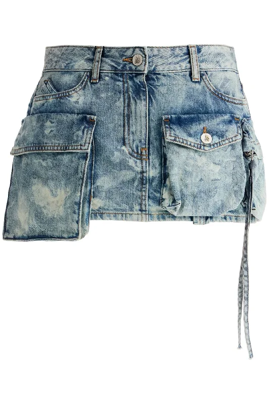 denim fay mini skirt 248WCS136D090 BLUE BLEACH BLEACHED linen skirt airy