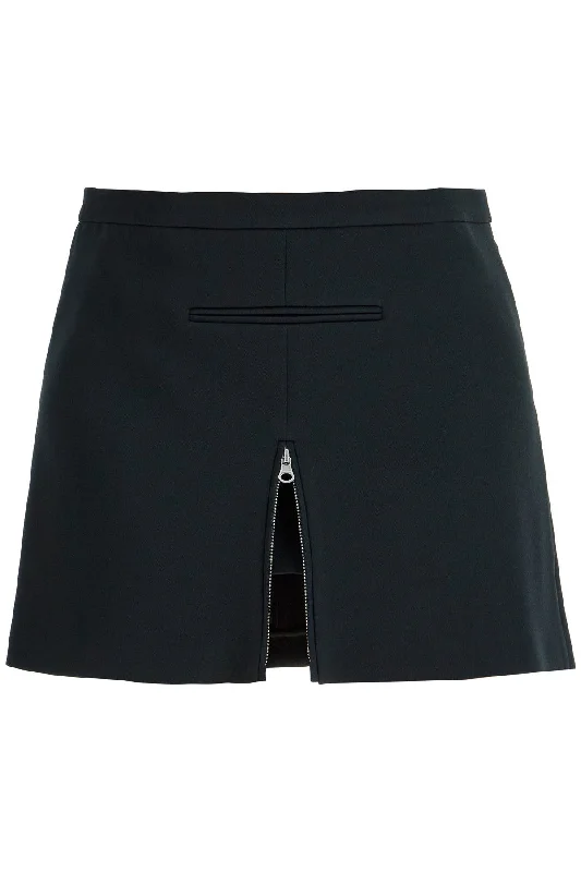 twill mini skirt with zipper 324CJU180PL0007 BLACK asymmetrical skirt cut