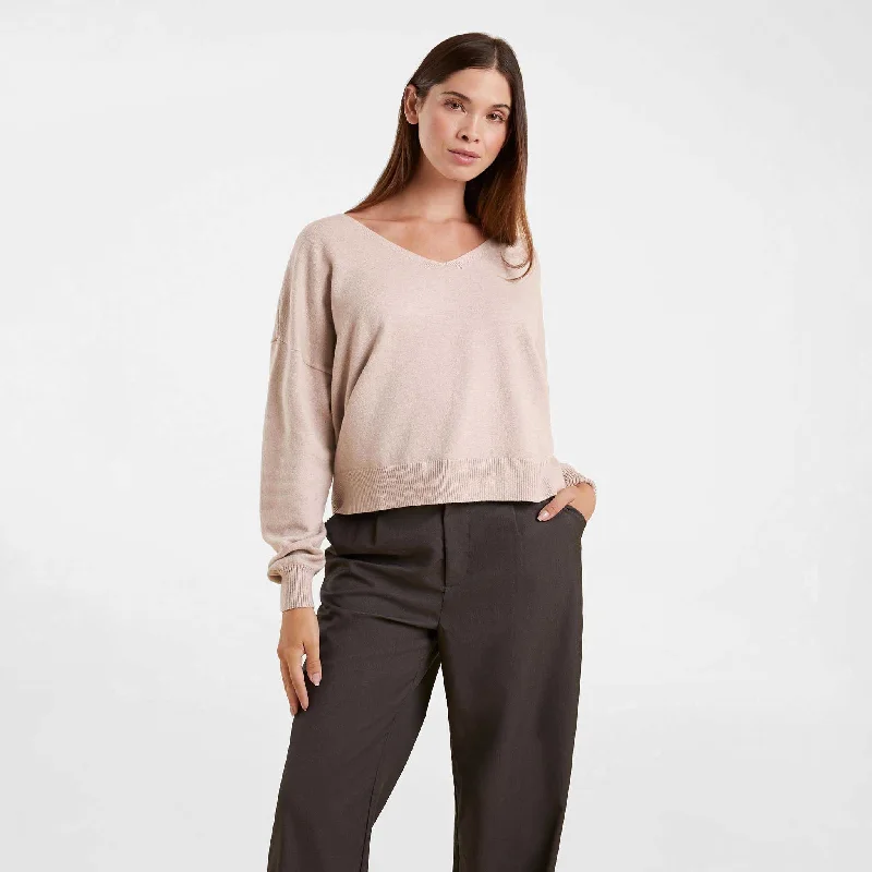 Luxe Knit V-Neck Sweater | Doe Chenille Blend Fleece Blend Nylon Blend