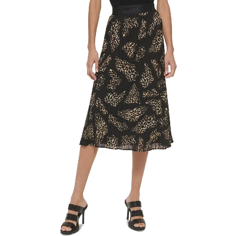 DKNY Womens Pleated Pull On Midi Skirt chiffon skirt lightweight