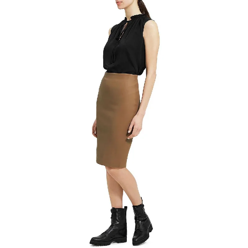 Theory Womens Faux Leather Cotton Pencil Skirt corduroy skirt comfortable