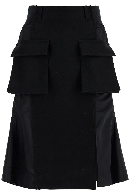 hybrid nylon and wool skirt 24 07332 BLACK leather skirt refined