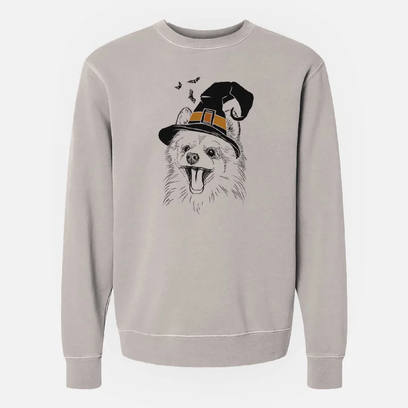 Witch Quinn the Pomeranian - Unisex Pigment Dyed Crew Sweatshirt Oversized Hoodie Comfort Casual