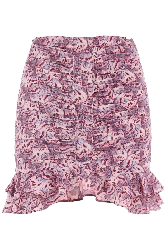 Isabel marant milendi gathered mini skirt with ruuffles JU0009FA B1J04I MAUVE breathable skirt fabric