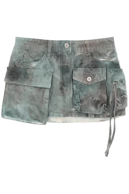 fay camouflage cargo mini skirt 241WCS136D022 STAINED GREEN CAMOUFLAGE silk skirt lustrous