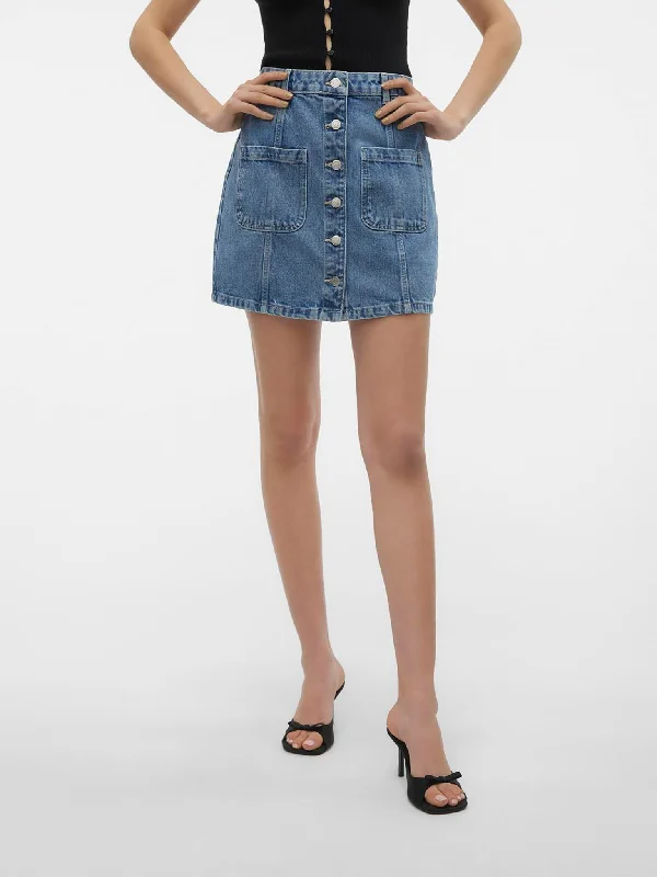 Γυναικεία φούστα τζιν VMSASJO MR SHORT DENIM SKIRT VI3433 10310142 | 10310142 asymmetrical skirt cut