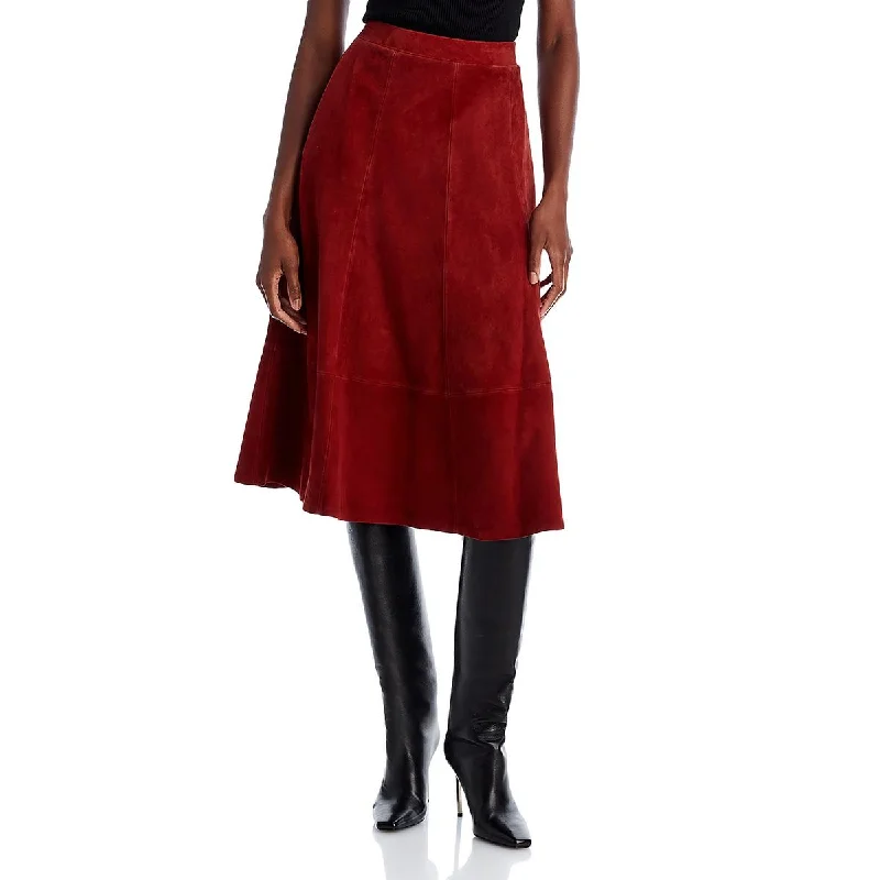 Kobi Halperin Womens Amanda Suede A-Line Midi Skirt chiffon skirt airy