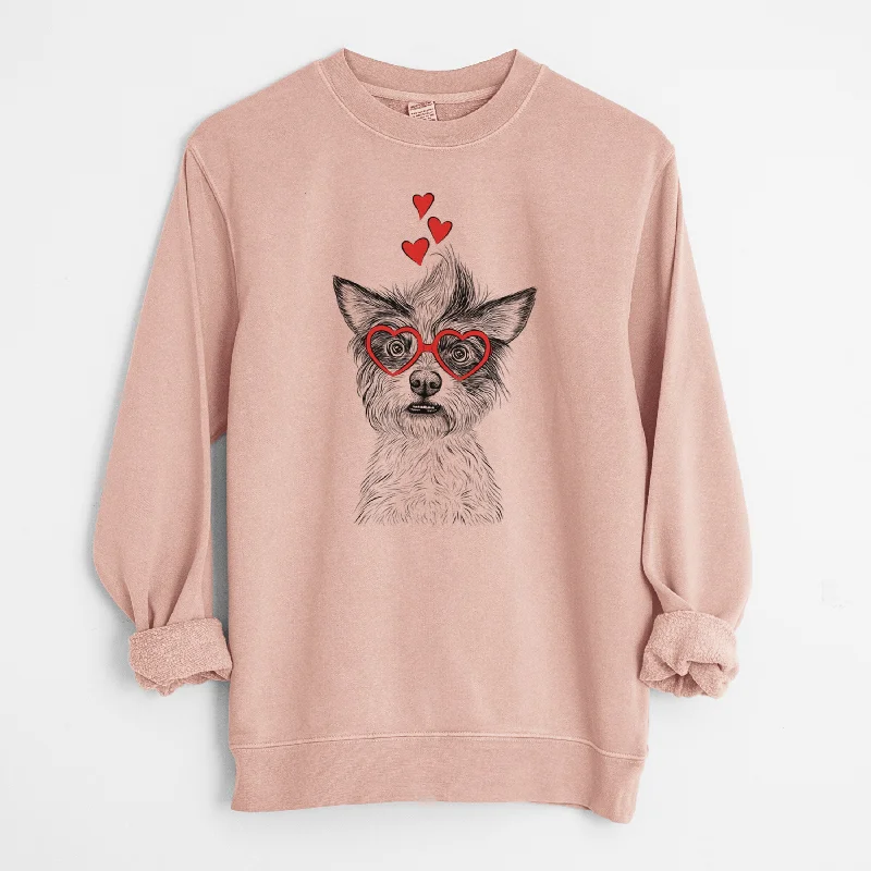 Valentine Quigley the Mixed Breed - Unisex Pigment Dyed Crew Sweatshirt Hoodie with Thumb Holes Functional Cozy