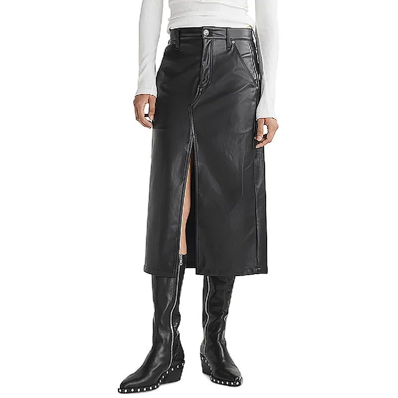 Rag & Bone Womens Faux Leather Work Pencil Skirt wool skirt warm