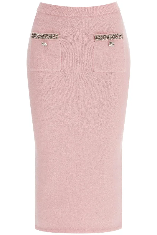 knitted midi skirt in seven AW24 079MSK P PINK wool skirt sturdy