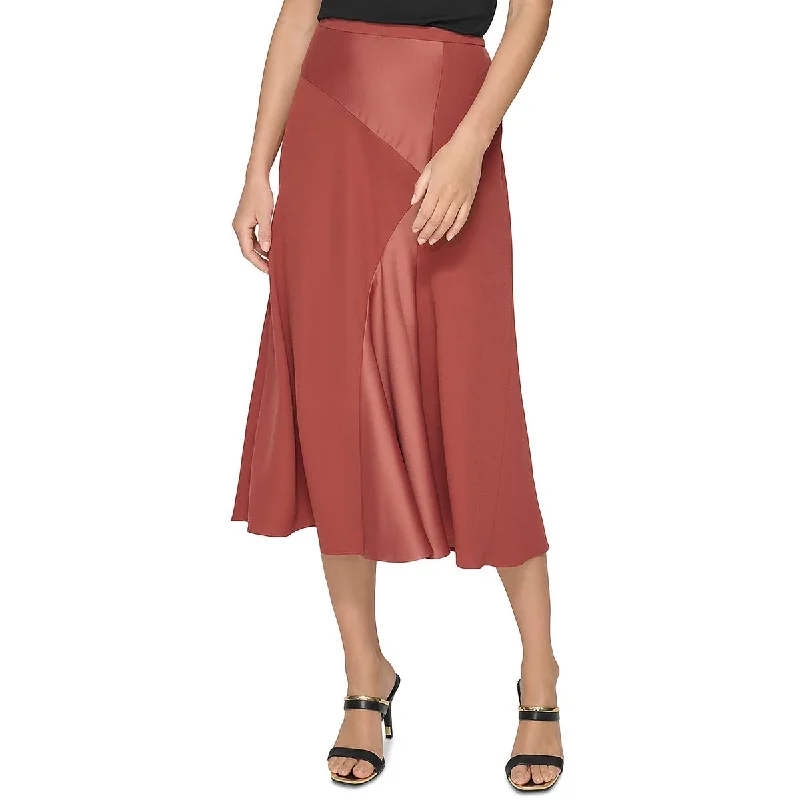 DKNY Womens Satin Trim Asymmetric Maxi Skirt velvet skirt glossy