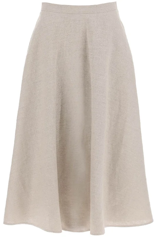 Valentino garavani linen canvas skirt for women 4B0RABC08HK BEIGE GRAVEL leather skirt bold