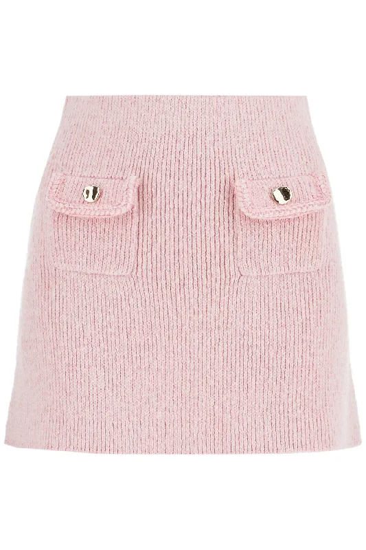 knitted mini skirt AW24 170SK P PINK wool skirt thick