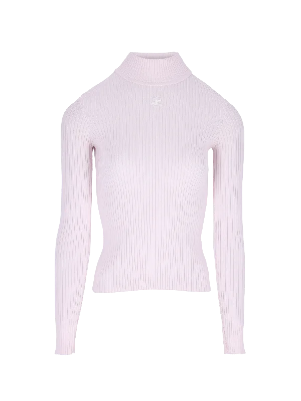 ribbed mock-neck sweater Thin Thick Dense