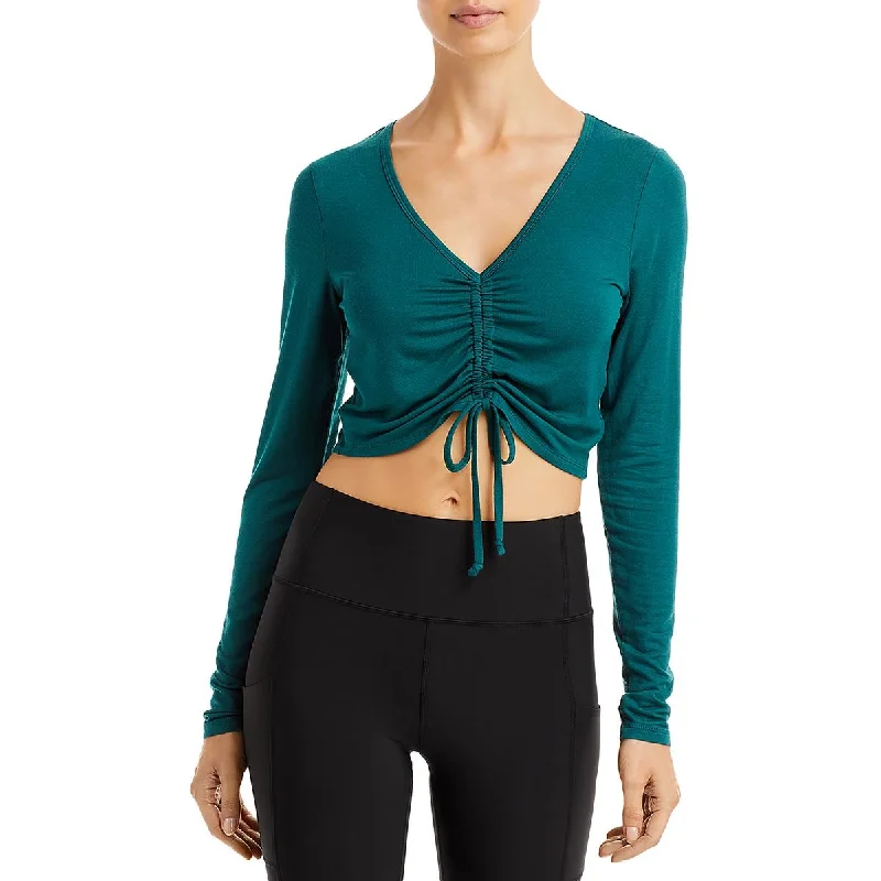 Womens Ruched Active Crop Top Modern Contemporary Chic