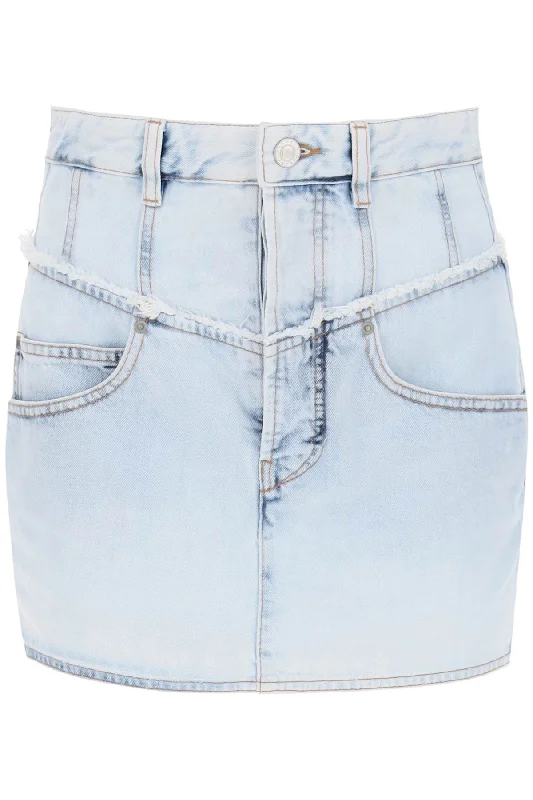 Isabel marant narjis denim mini skirt JU0117FB B1H09I LIGHT BLUE flowy skirt hem