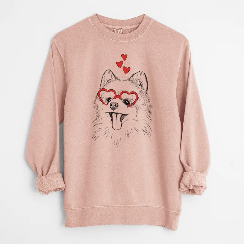 Valentine Quinn the Pomeranian - Unisex Pigment Dyed Crew Sweatshirt Hoodie Sweatshirt Pullover