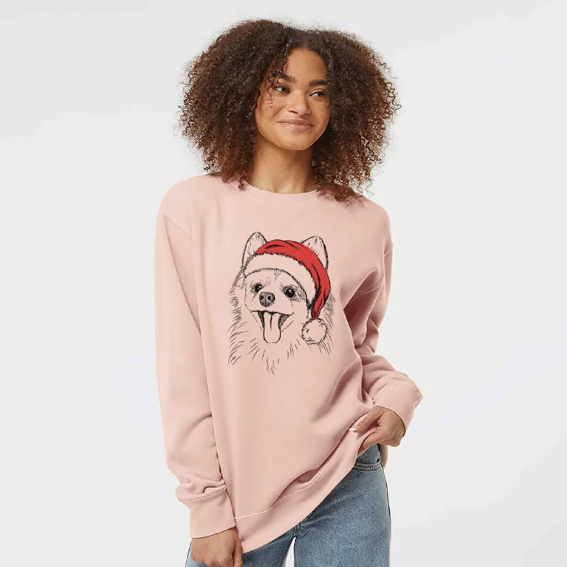 Santa Quinn the Pomeranian - Unisex Pigment Dyed Crew Sweatshirt Hoodie with Logo Branding Identity