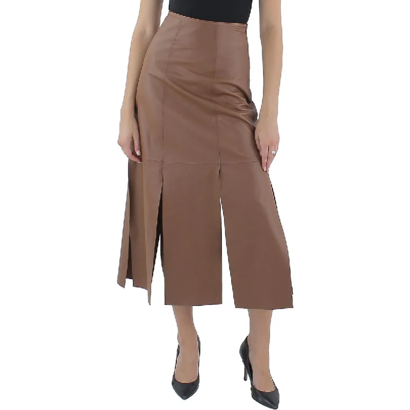 By Malene Birger Womens Lunes Leather Split Hem Midi Skirt linen skirt airy