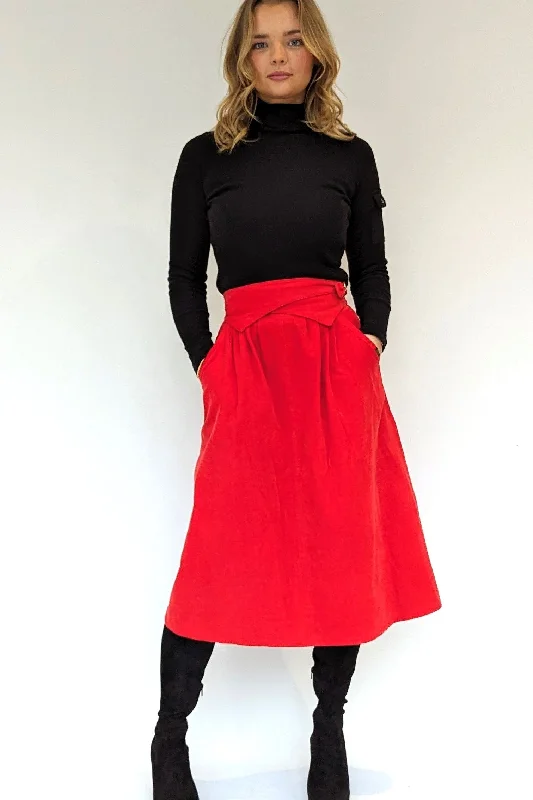 Vintage Biba Red Skirt wool skirt thick