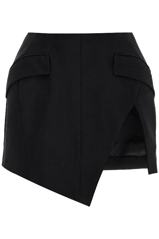 asymmetric mini skirt with slit 24F1JU0545182 BLACK lightweight skirt design