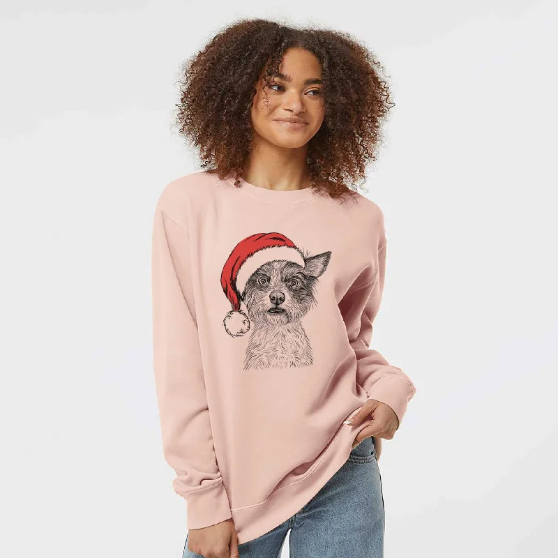 Santa Quigley the Mixed Breed - Unisex Pigment Dyed Crew Sweatshirt Hoodie with Fur Luxurious Winter