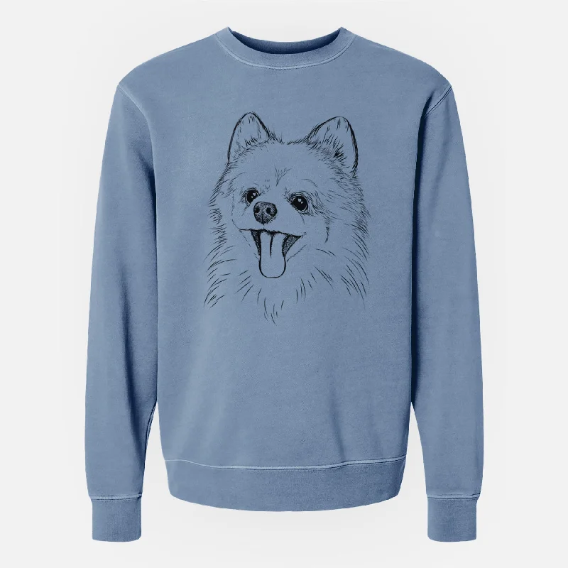 Bare Quinn the Pomeranian - Unisex Pigment Dyed Crew Sweatshirt Hoodie with Embroidery Detailed Premium