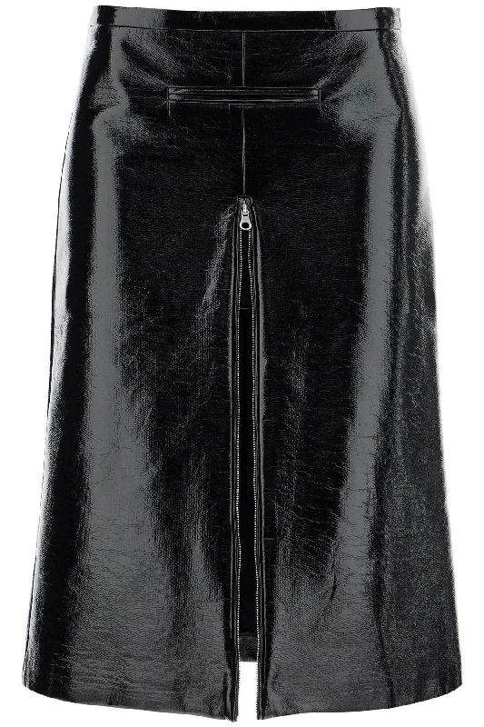 vinyl midi skirt in seven 324CJU181VY0014 BLACK high slit skirt