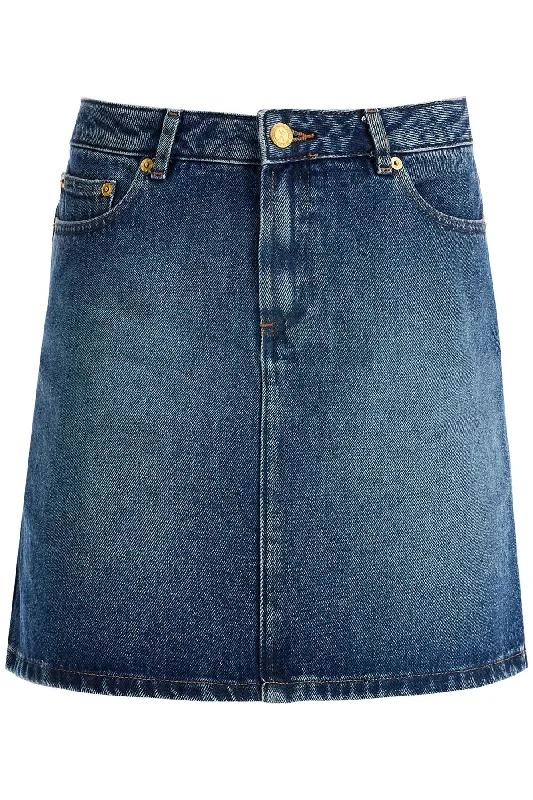 denim mini skirt COGZU F06094 INDIGO DELAVE chiffon skirt airy