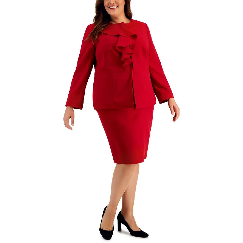 Le Suit Womens Plus 2PC  Skirt Suit silk skirt smooth