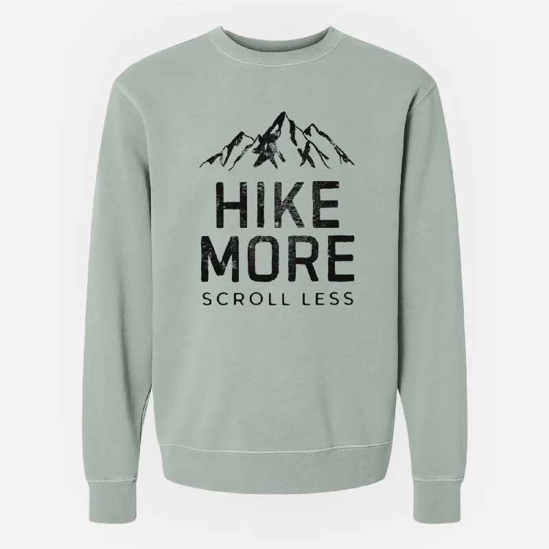 Hike More - Scroll Less - Unisex Pigment Dyed Crew Sweatshirt Hoodie with Camouflage Military Edgy