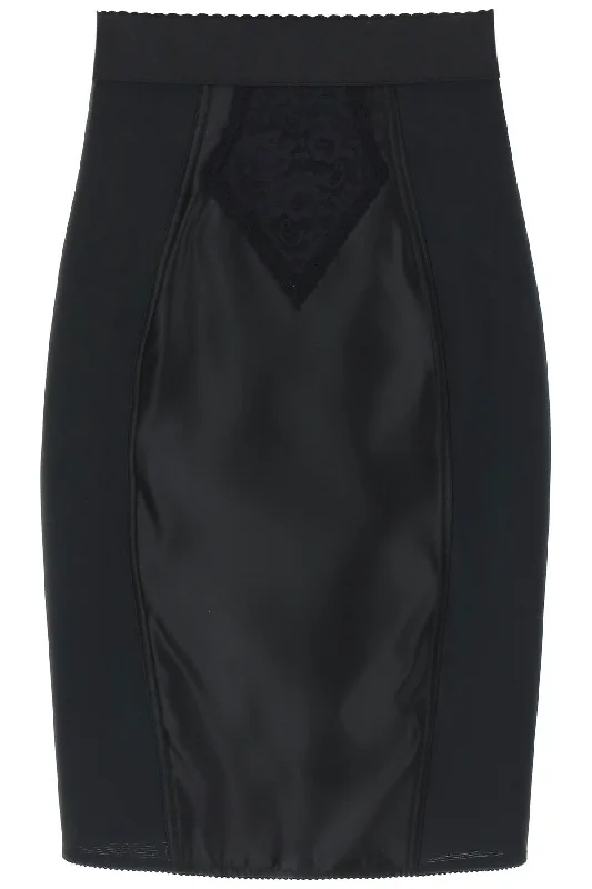 mini satin and powernet skirt F4BKDT GDM43 NERO lightweight skirt design