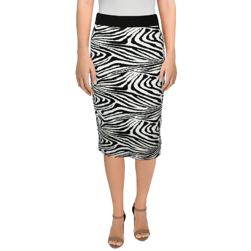 Carmen Marc Valvo Womens Animal Print Midi Pencil Skirt corduroy skirt durable